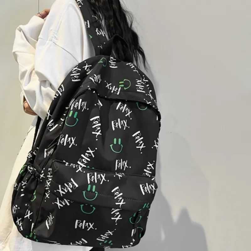 HACIN Nylon Backpack Women's White/Black/Blue/Pink-4