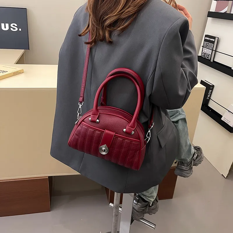 HACIN PU Handbag Regular Women's White/Black/Pink/Burgundy/Khaki/Blue/Coffee-6