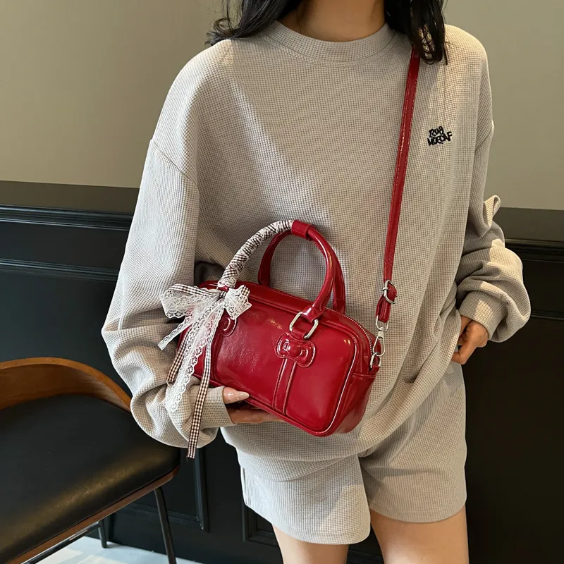 HACIN PU Crossbody Handbag, Shoulder Bag Women's White/Black/Red/Pink-5