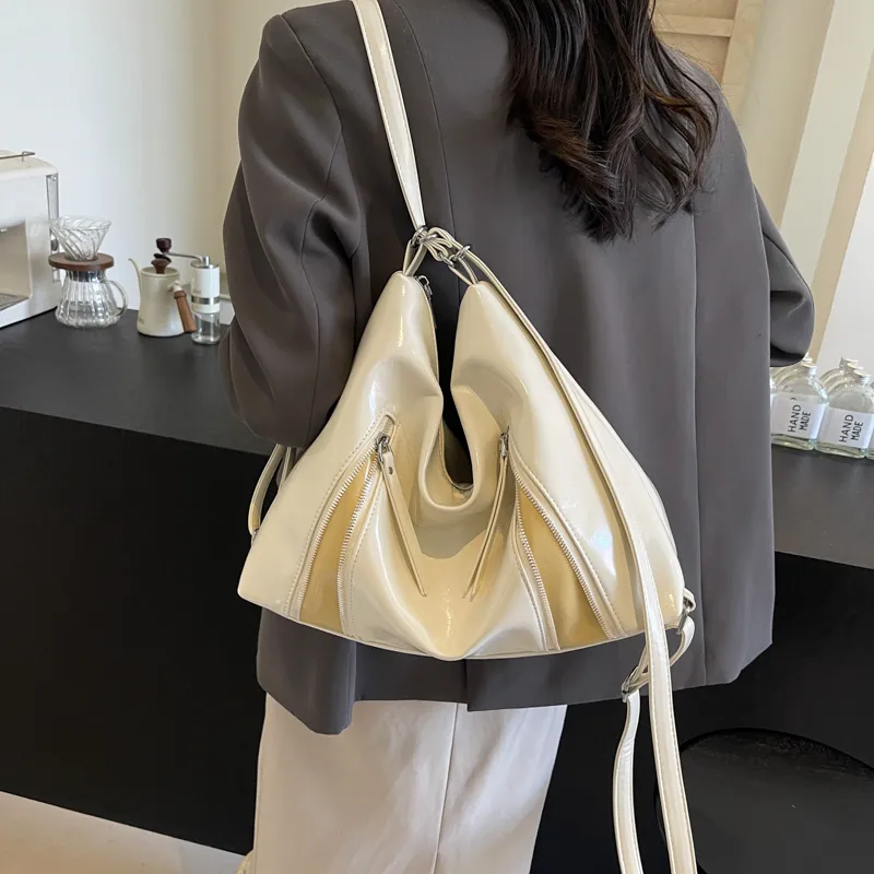 HACIN PU Crossbody Double Shoulder Bag Women's White/Silver/Black-1