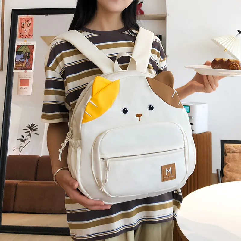 HACIN Nylon Backpack Regular Unisex White/Black/Yellow-1
