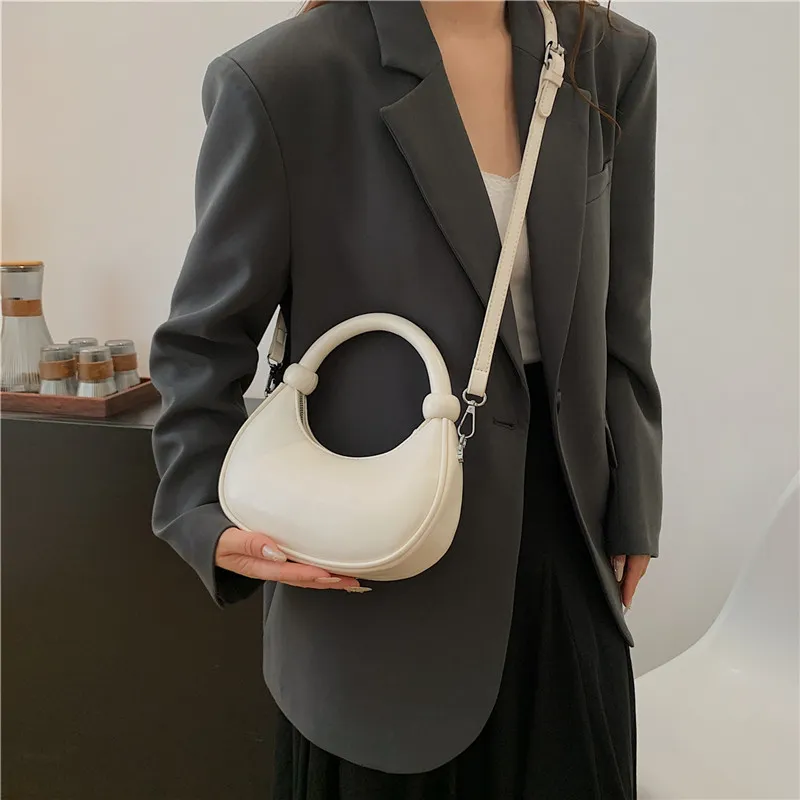 HACIN PU Handbag, Crossbody Bag Regular Women's White/Silver/Black/Laser Silver-3