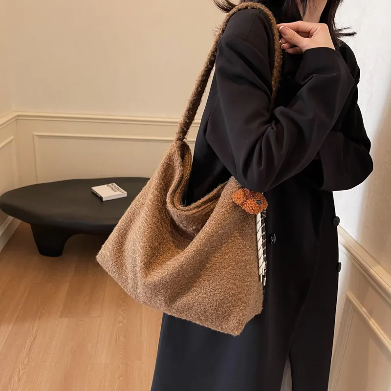 HACIN Plush Crossbody Bag, Shoulder Bag Regular Women's Black/Gray/Coffee-7