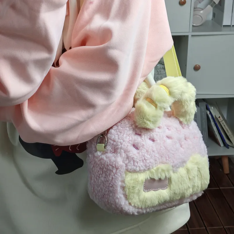 HACIN Plush Shoulder Bag Crossbody Bag Handbag Regular Women's Pink-5