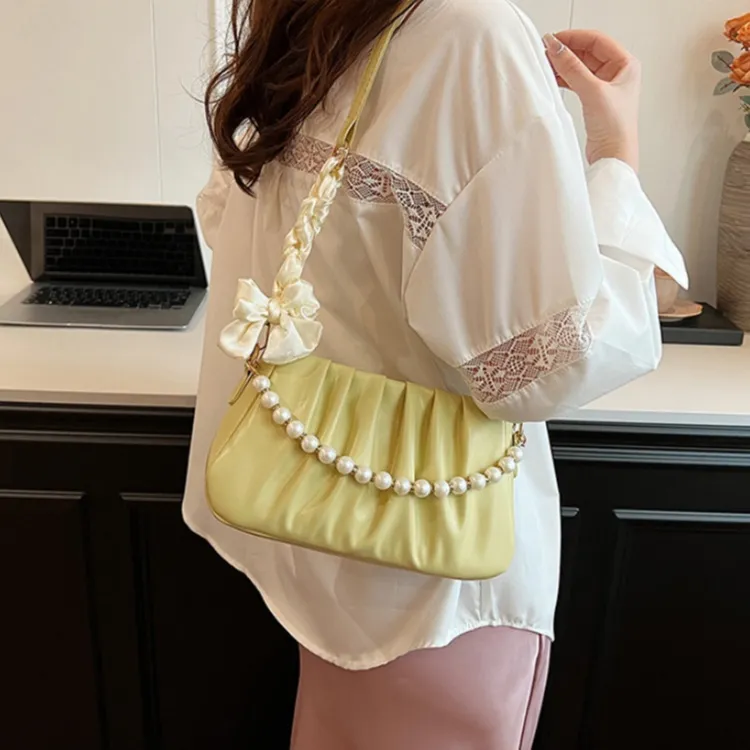 HACIN PU Shoulder Bag Women's White/Ecru/Black/Green/Pink-10