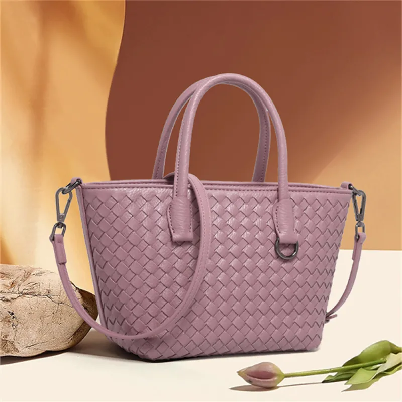 HACIN PU Handbag, Shoulder Bag, Crossbody Bag Women's Dusty Purple/Light Blue-2