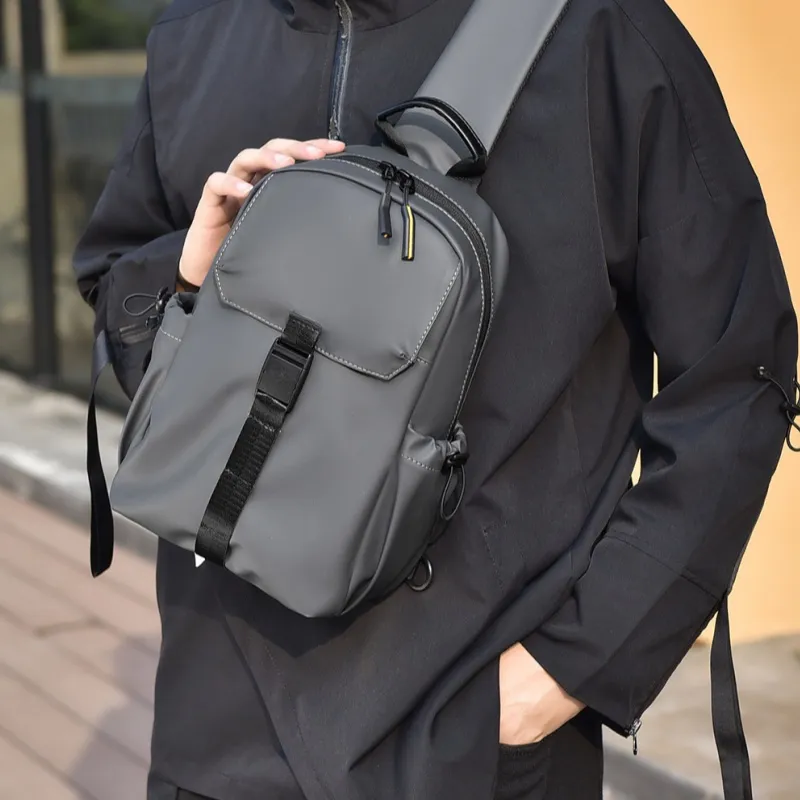 HACIN Pu Sling Bag Unisex Gray/Black/Blue-1