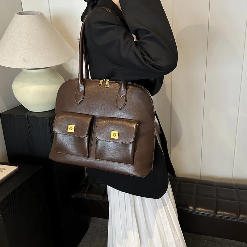 HACIN Synthetic Leather Handbag Shoulder Bag Regular Women's Black/Coffee/Brown/Angora Red-2