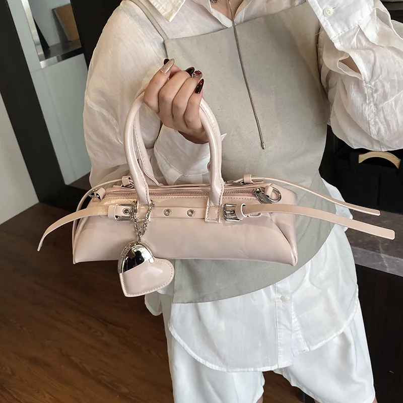 HACIN PU Crossbody Handbag, Shoulder Bag Women's Ecru/Silver/Black/Pink-16