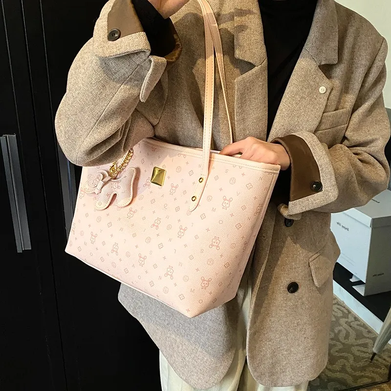 HACIN PU Shoulder Bag Women's White/Blue/Pink-7