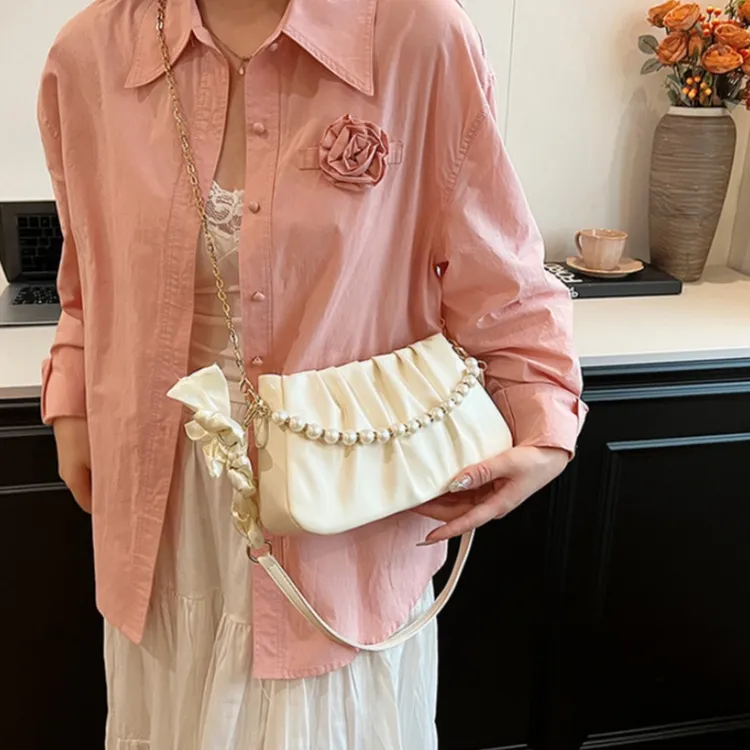 HACIN PU Shoulder Bag Women's White/Ecru/Black/Green/Pink-3