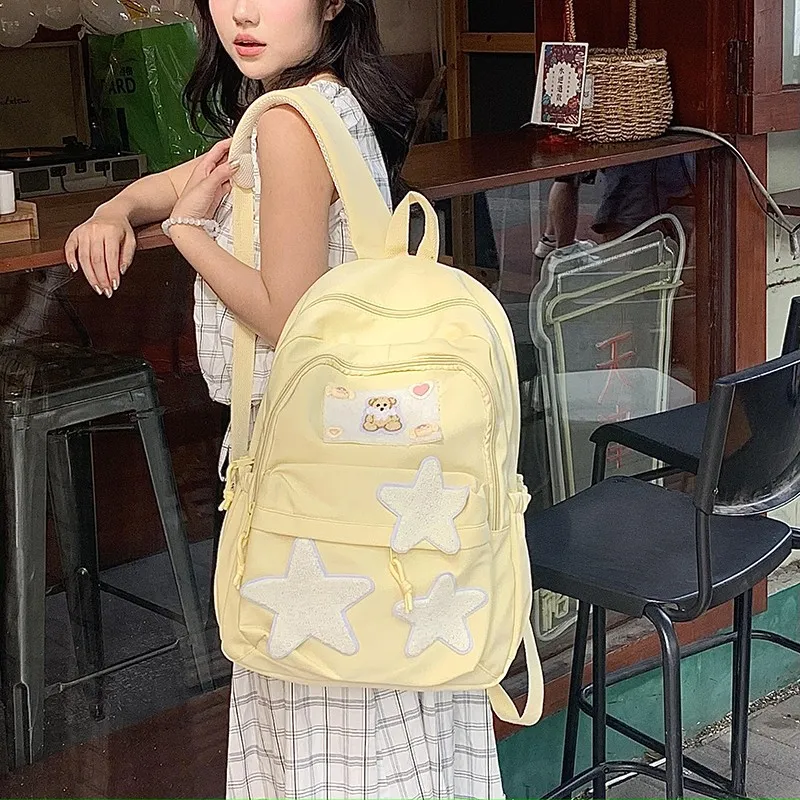HACIN Composite Cloth Backpack Regular Women's Ecru/Black/Yellow-4
