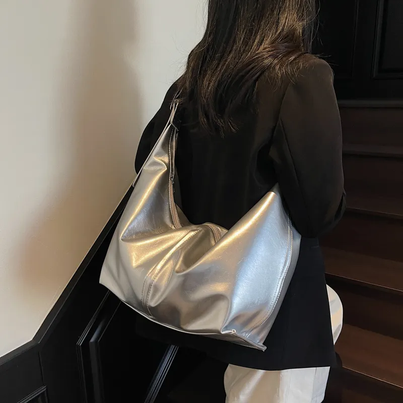 HACIN PU Shoulder Bag Regular Women's White/Silver/Black/Blue/Pink-6