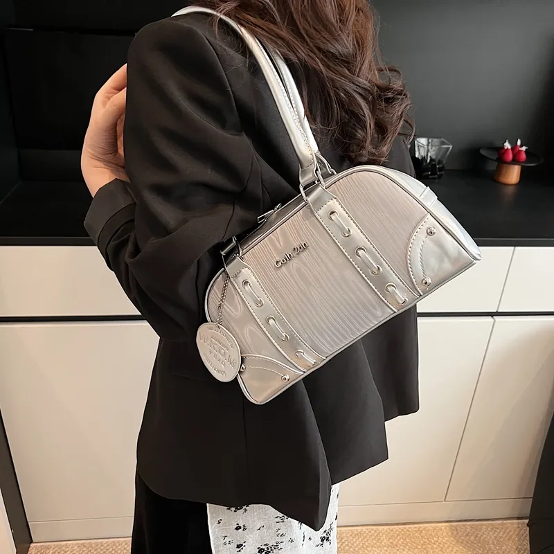 HACIN PU Shoulder Bag Women's Ivory/Silver/Black/Yellow/Green-5