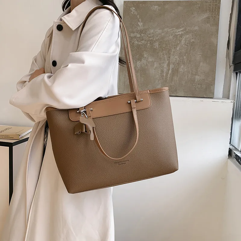 HACIN PU Shoulder Bag Regular Women's White/Black/Khaki/Brown-11