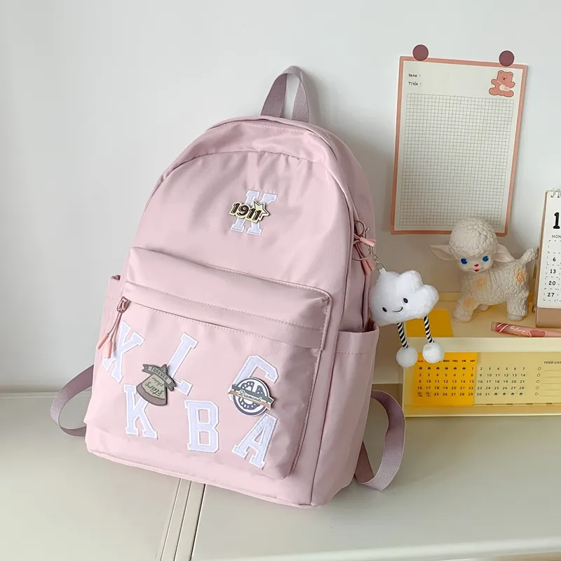 HACIN Oxford Backpack Regular Unisex Black/Purple/Blue/Beige/Pink-9