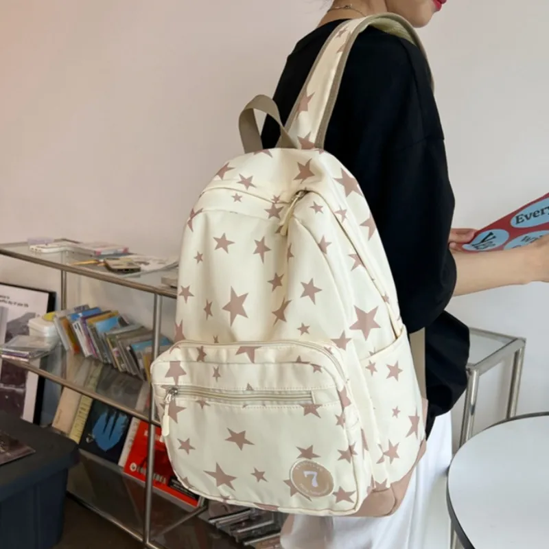 HACIN Nylon Backpack Women's Ecru/Black/Blue/Pink-2