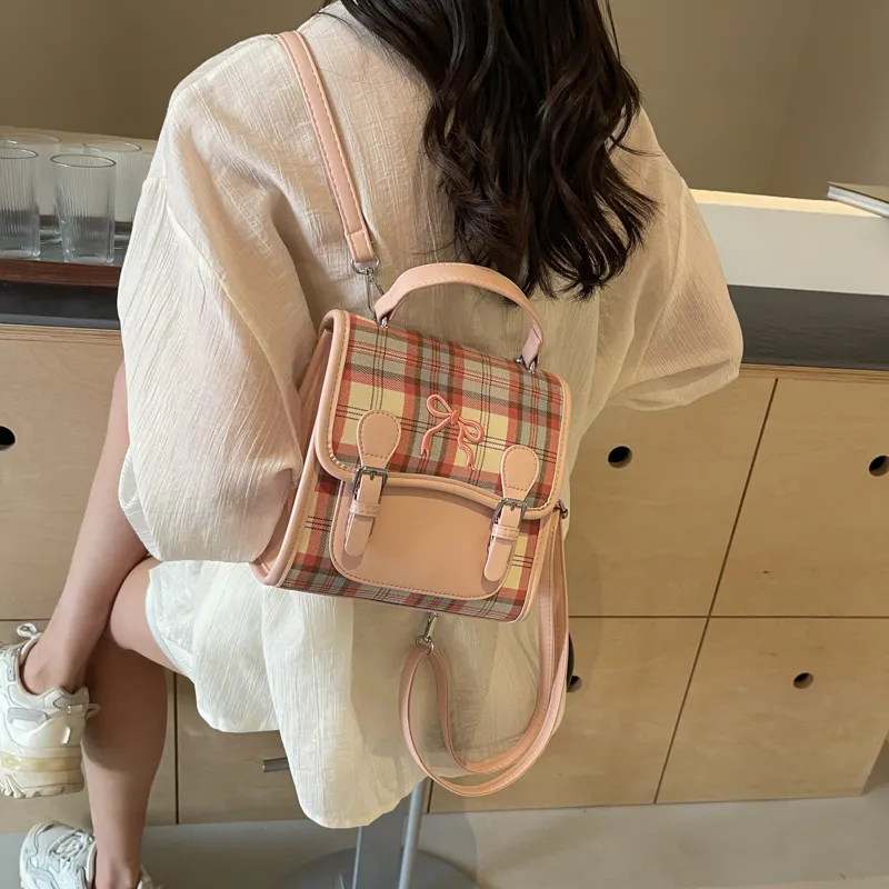 HACIN PU Backpack Handbag Shoulder Bag Regular Women's White/Pink-5