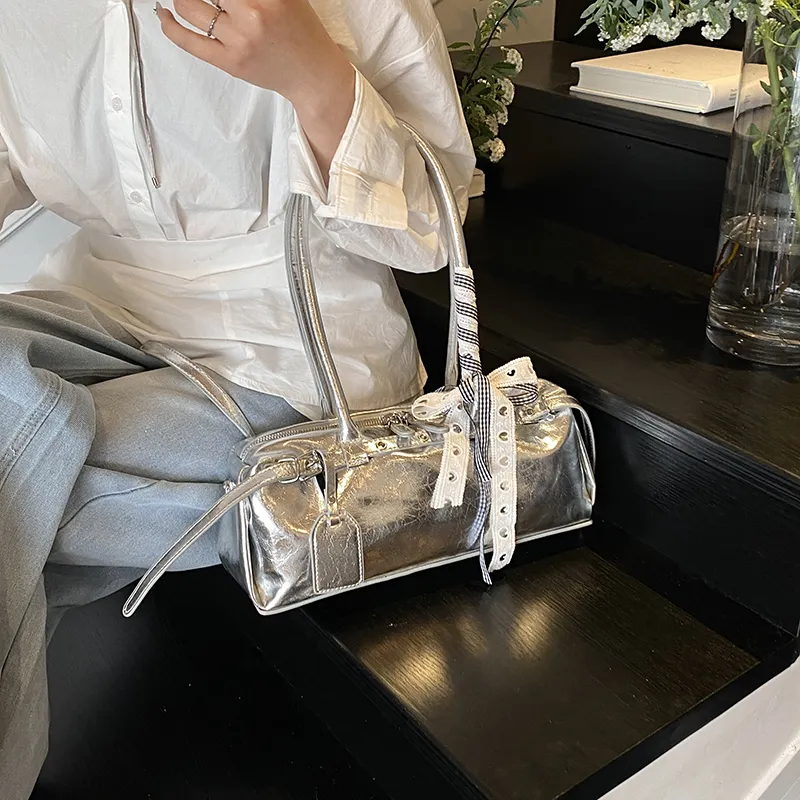 HACIN PU Shoulder Bag Women's Silver-4
