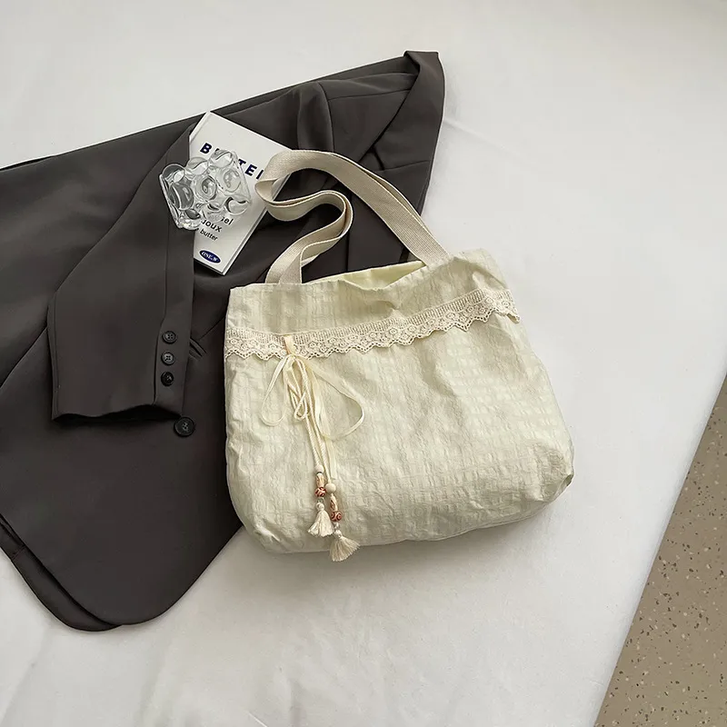 HACIN Canvas Handbag, Shoulder Bag Regular Women's Ecru-1