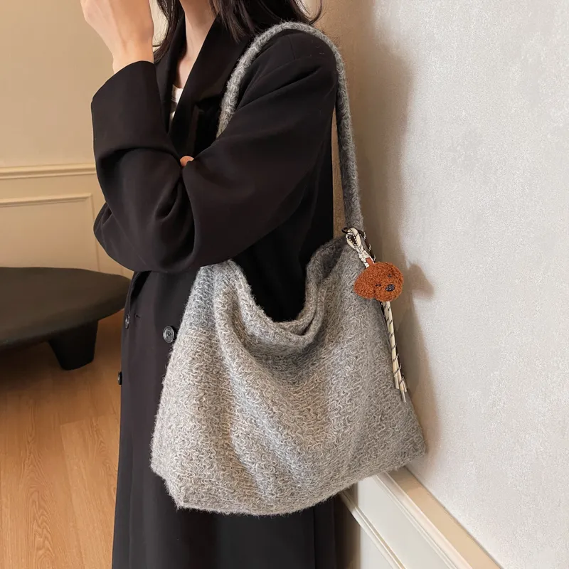 HACIN Plush Crossbody Bag, Shoulder Bag Regular Women's Black/Gray/Coffee-4