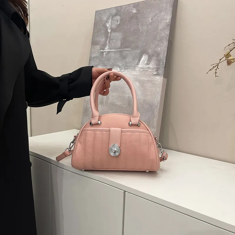HACIN PU Handbag Regular Women's White/Black/Pink/Burgundy/Khaki/Blue/Coffee-5