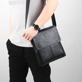 HACIN PU Shoulder Bag Crossbody Bag Regular Men's Black