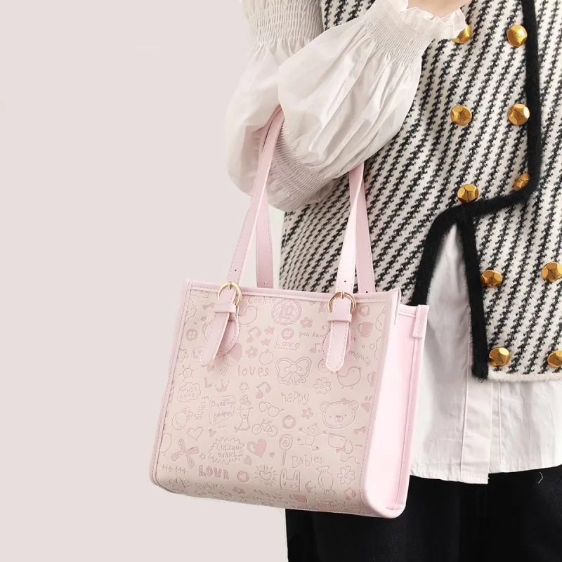HACIN PU Shoulder Bag Women's Pink-1