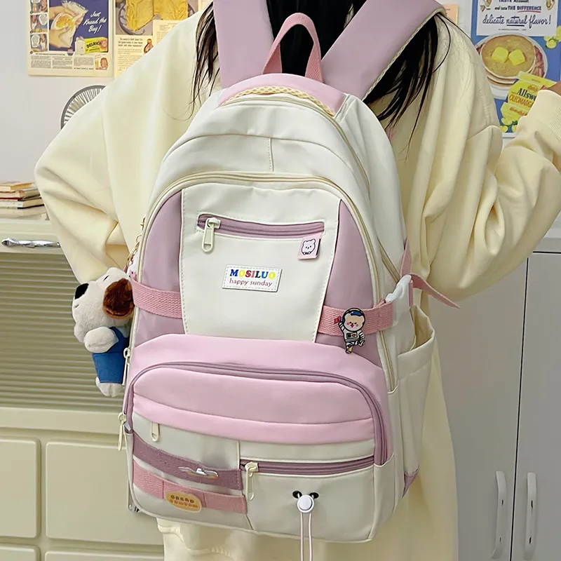 HACIN Nylon Backpack Regular Women's Black/Yellow/Blue/Pink-13