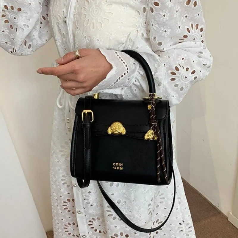 HACIN Pu Handbag Shoulder Bag Crossbody Bag Regular Women's White & Khaki/Black/Brown-4