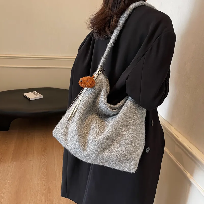 HACIN Plush Crossbody Bag, Shoulder Bag Regular Women's Black/Gray/Coffee-3