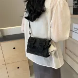 HACIN PU Shoulder Bag Crossbody Bag Women's Ecru/Black/Blue/Pink