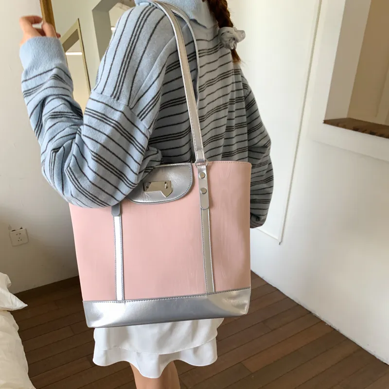HACIN Composite Leather Shoulder Bag Women's Pink-1