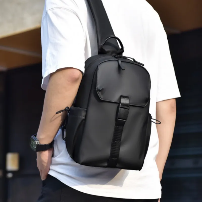 HACIN Pu Sling Bag Unisex Gray/Black/Blue-6