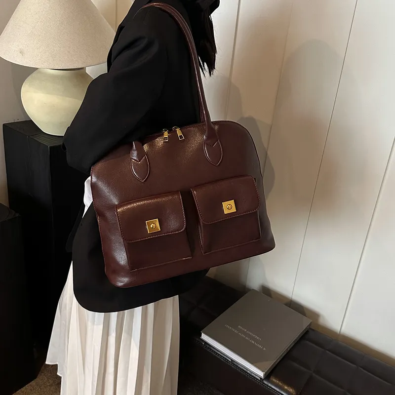 HACIN Synthetic Leather Handbag Shoulder Bag Regular Women's Black/Coffee/Brown/Angora Red-15