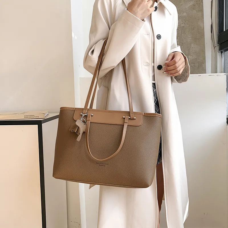 HACIN PU Shoulder Bag Regular Women's White/Black/Khaki/Brown-12