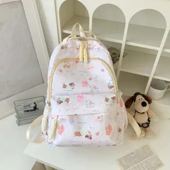 HACIN Fabric Backpack Regular Women's House And Puppy/Kitten/White Puppy/Pink Bear/White Bear