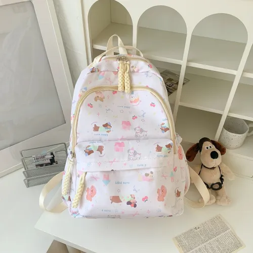 HACIN Fabric Backpack Regular Women's House And Puppy/Kitten/White Puppy/Pink Bear/White Bear