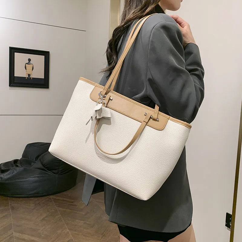 HACIN PU Shoulder Bag Regular Women's White/Black/Khaki/Brown-1