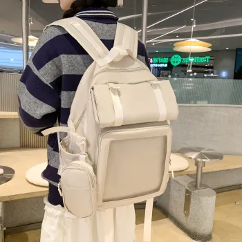 HACIN Nylon Backpack Regular Women's White/Black/Blue