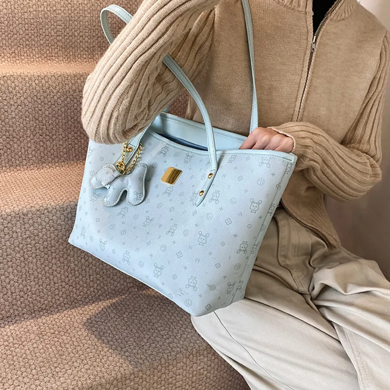HACIN PU Shoulder Bag Women's White/Blue/Pink-5