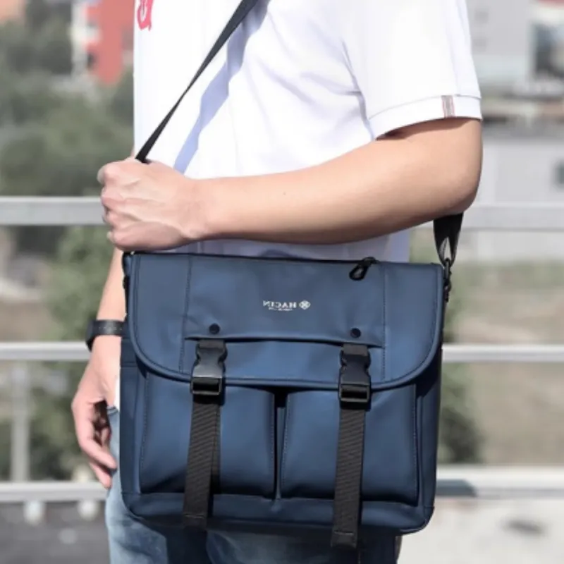 HACIN Oxford Crossbody Bag Men's Gray/Blue/Army Green-2