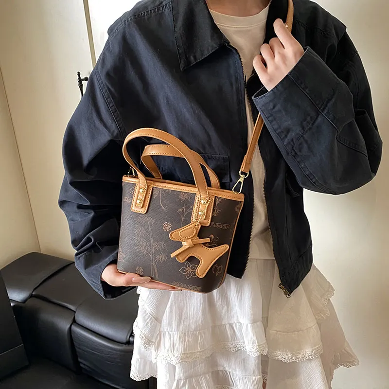 HACIN Pu Handbag, Shoulder Bag, Crossbody Bag Women's Khaki/Coffee-4