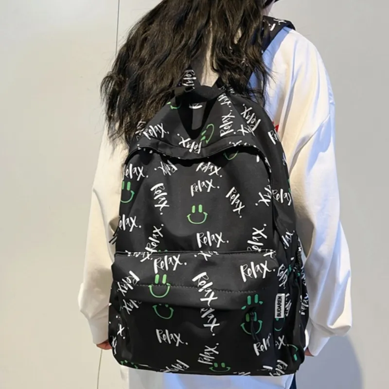 HACIN Nylon Backpack Women's White/Black/Blue/Pink-3