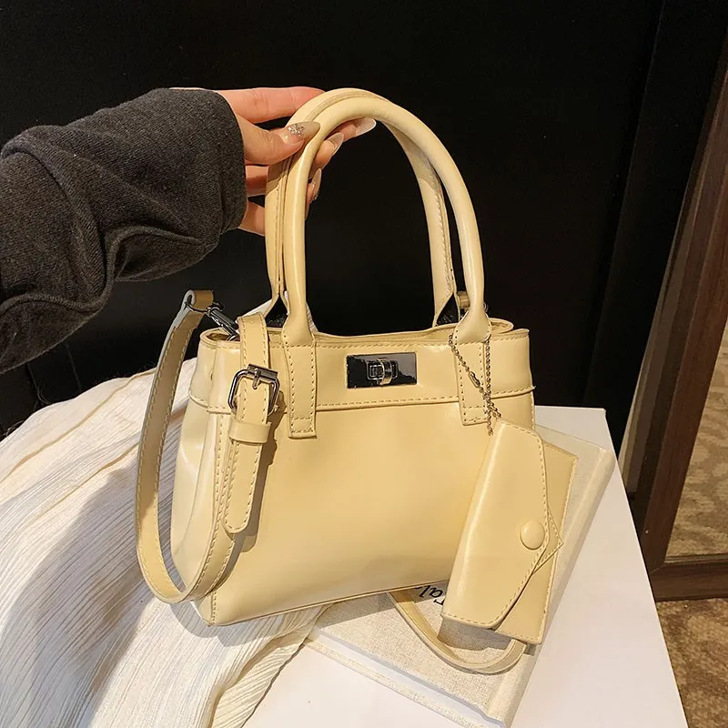 HACIN PU Handbag Women's White/Black/Yellow/Pink-5
