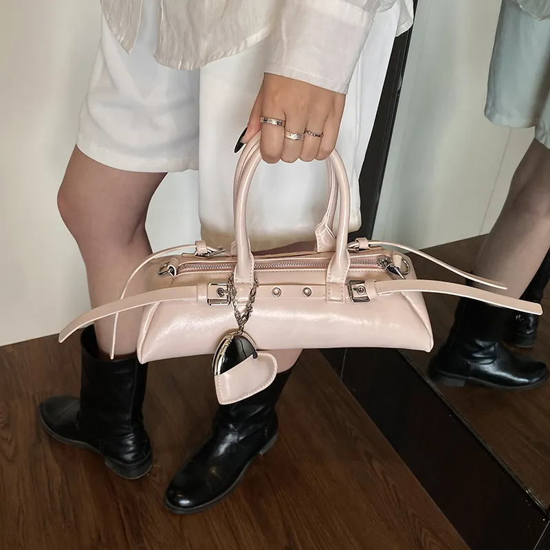 HACIN PU Crossbody Handbag, Shoulder Bag Women's Ecru/Silver/Black/Pink-17