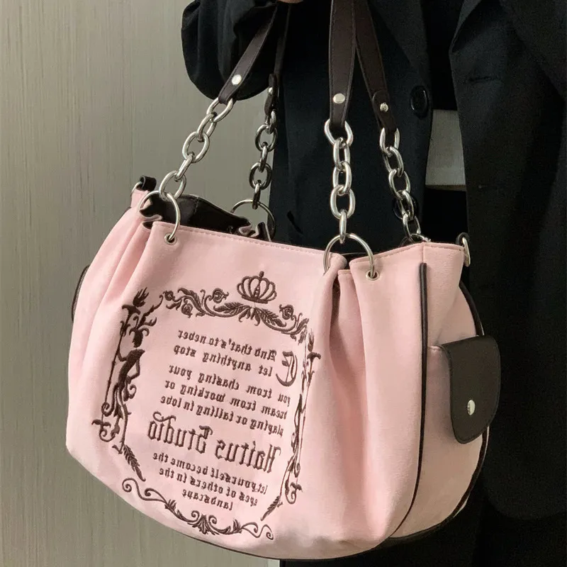 HACIN Canvas Bag Handbags Regular Women's Pink/Brown-1