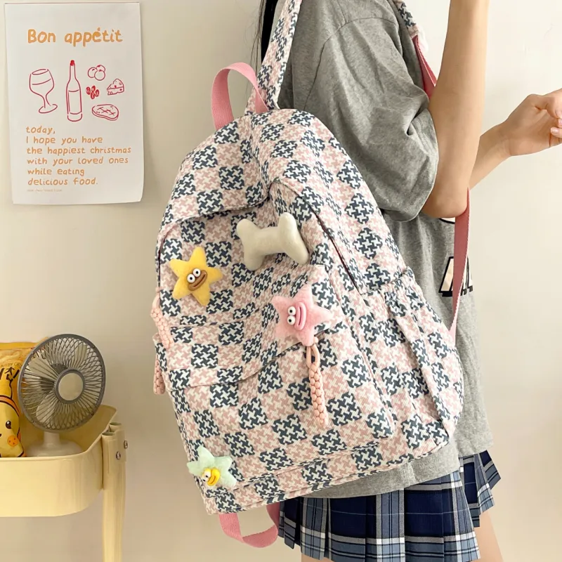HACIN Nylon Backpack Women's Black/Pink/Violet/Green/Sky Blue-2