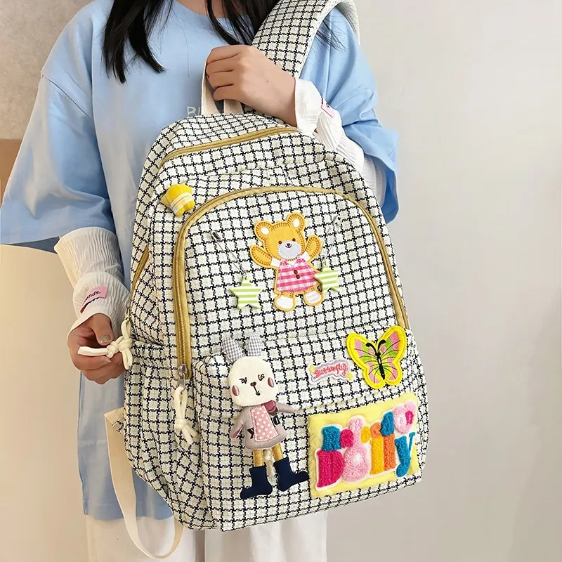 HACIN Nylon Backpack Regular Women's White/Yellow-1