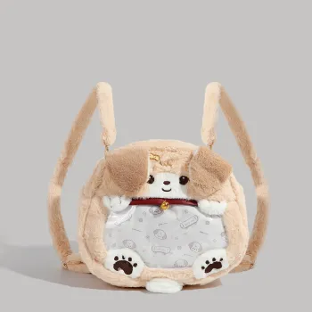 HACIN Plush Backpack Regular Women's Ecru/Gray